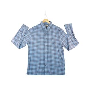 Faherty Movement Featherweight Plaid Shirt Blue Ash Men's Size Large